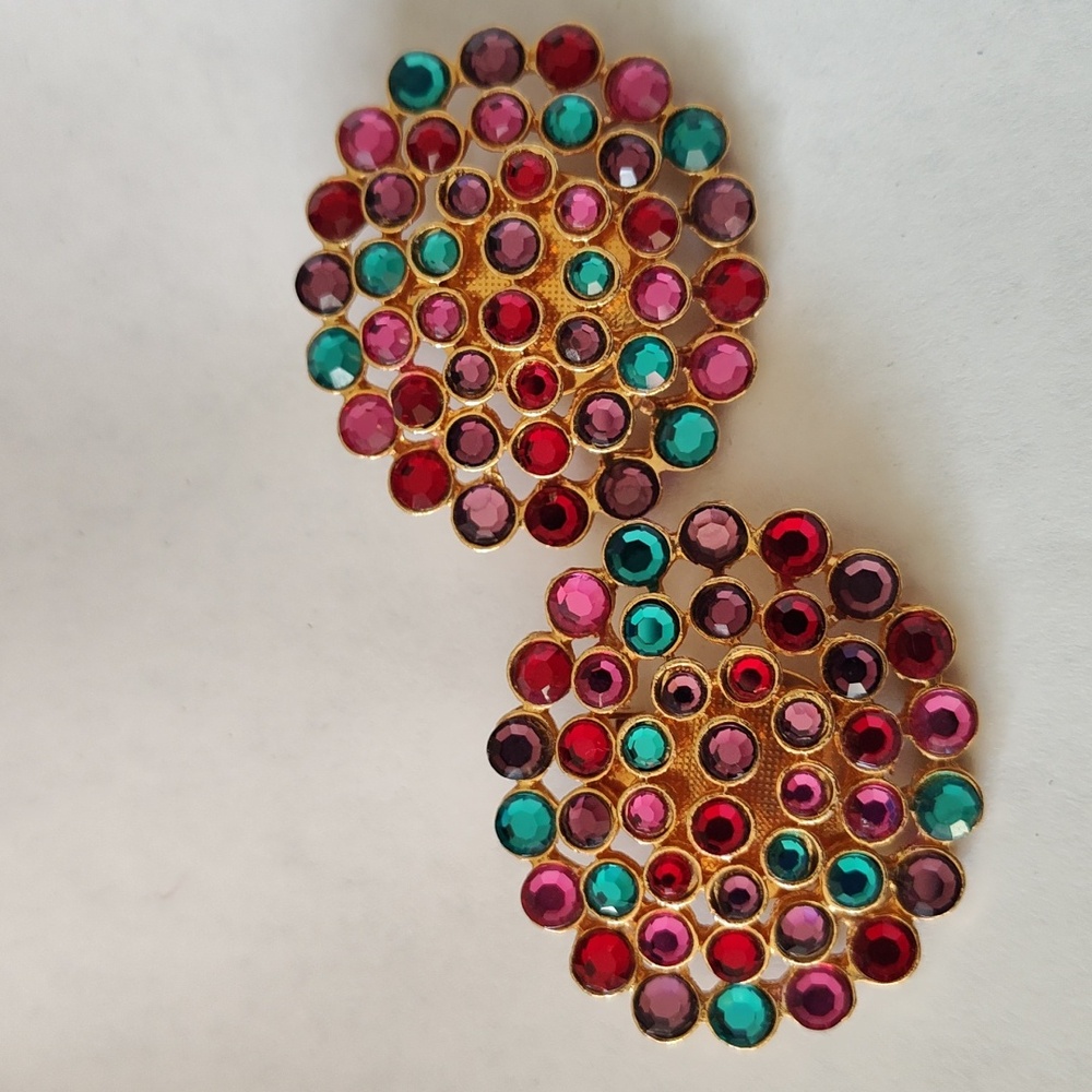 Multicolor Jewel Tone Crystal Earrings